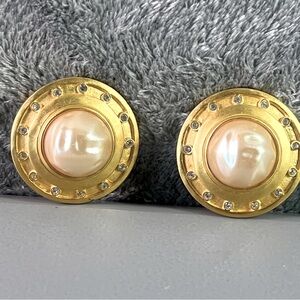 Karl Lagerfeld Vintage Imitation Pearl Earrings Clip on Round Baroque